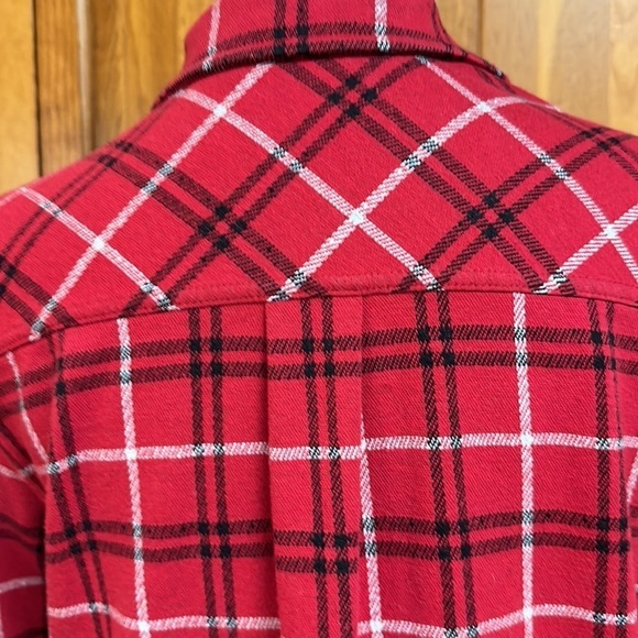 Lands End Plaid Cotton Blend 1/4 Button Down Long-sleeved Top Small (6-8) - Picture 7 of 12